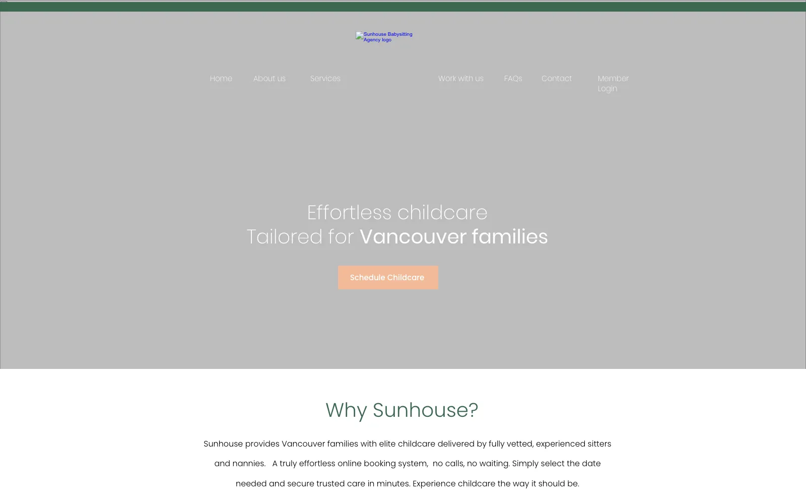 Sunhouse Babysitting website before the rebuild, from the Wayback Machine